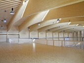 The Simmental Arena gallery: view of the arch trusses