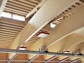 Detail of the large and heavy wooden arch trusses