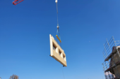 Erecting the wooden construction elements