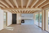 In the apartments remains visible a lot of wood.