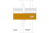 Detail durchlaufende Platte. Bodenaufbau mit 70mm Schüttung, 30mm Trittschalldämmung und 60mm UB